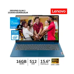 LENOVO - Laptop IdeaPad Slim 3 Intel Core i5 12°Gen16GB RAM 512GB SSD 156” FHD Wind 83ER001DLM
