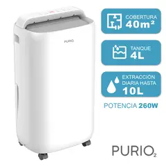 PURIO - Deshumedecedor ALFA 10L tanque 4L panel táctil