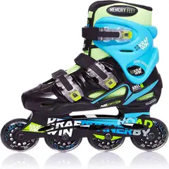 KRF - PATINES EN LINEA PARA NIÑOS Y NIÑAS AZUL Y VERDE
