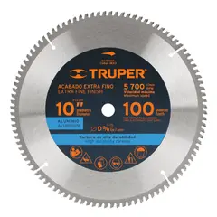TRUPER - Disco sierra 10" para aluminio, 100 dientes centro 5/8"