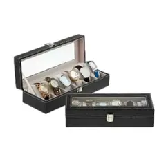 GENERICO - CAJA RELOJERO ORGANIZADOR PORTA RELOJES DE 6 REJILLAS