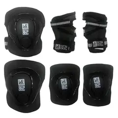 KRF - SET DE PROTECTORES PARA PATINES BICIS SCOOTER Y SKATE NEGRO