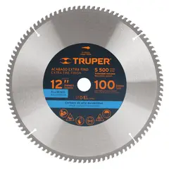 Truper - Disco sierra 12" para aluminio, 100 dientes centro 1"