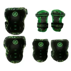 KRF - SET DE PROTECTORES PARA PATINES Y BICICLETA CAMUFLAJE VERDE