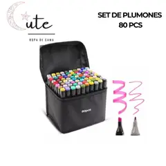 GENERICO - SET DE PLUMONES DOBLE PUNTA 80 PIEZAS