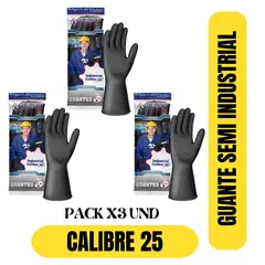 GENERAC - GUANTE DE JEBE INDUSTRIAL PACK X3 UND LATEXPORT CALIBRE 25