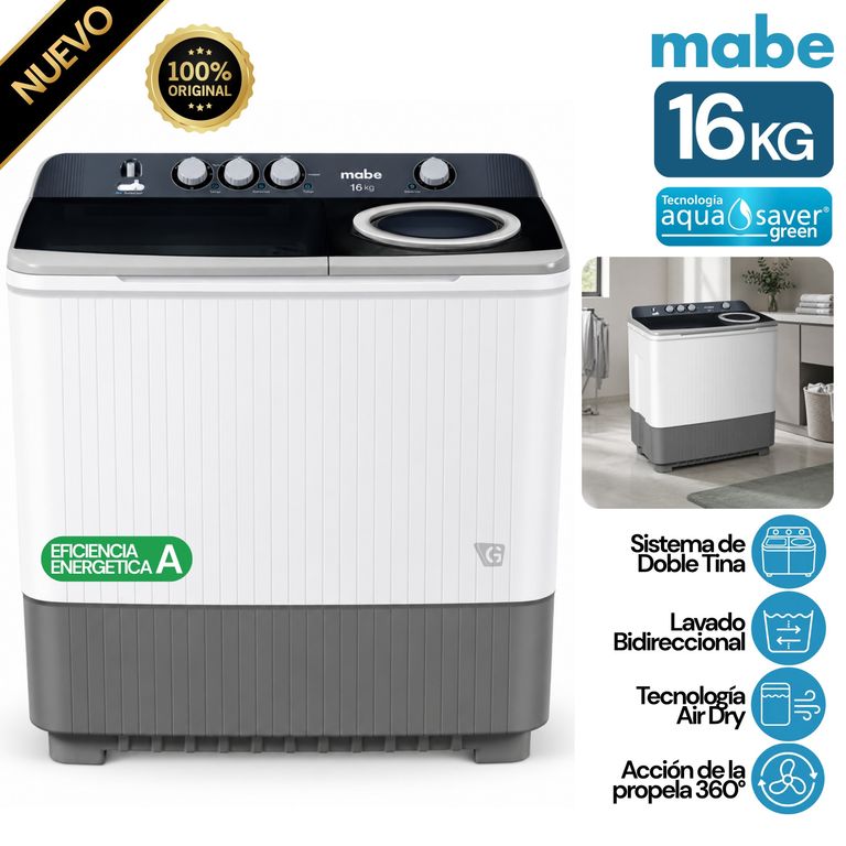 Lavadora Semi-Automática Lmd6124pbbb0 Superior 16 Kg Mabe