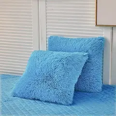 GENERICO - COJIN CUADRADO PELO CORTO 35X35 CELESTE