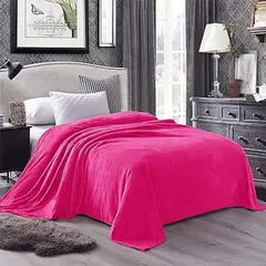 GENERICO - Cubrecama PLAZA Y MEDIA de peluche pelo corto FUCSIA