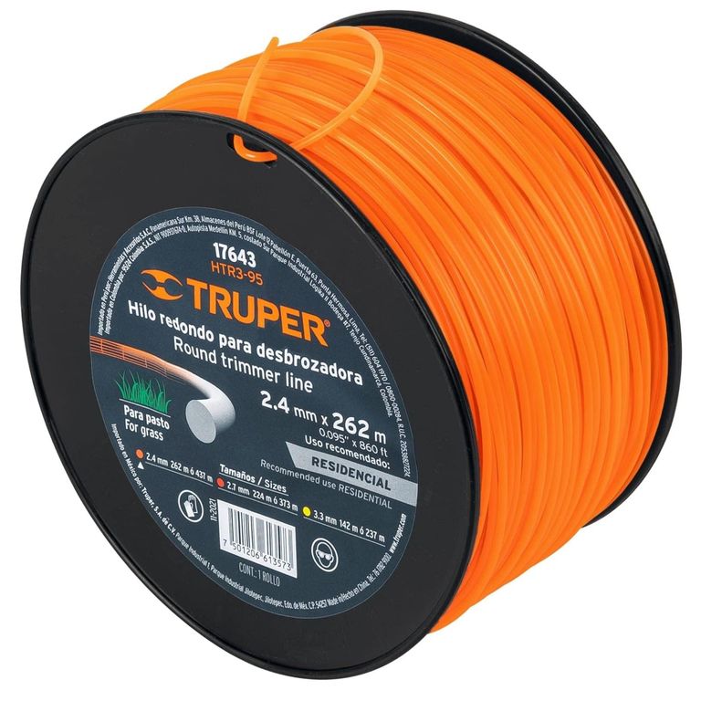 Hilo para desmalezadora desbrozadora podadora 2.4 mm x 262 m, Truper