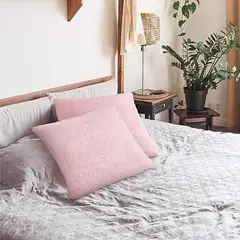 GENERICO - COJIN CUADRADO PELO CORTO 35X35 ROSADO BEBE