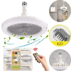GENERICO - Foco Ventilador de techo 2 en 1 ahorrador 30W Plomo Blanco con CONTROL