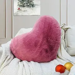 GENERICO - COJIN CORAZON PELO CORTO 35X35 PALO ROSA