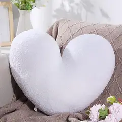 GENERICO - COJIN CORAZON PELO CORTO 35X35 BLANCO