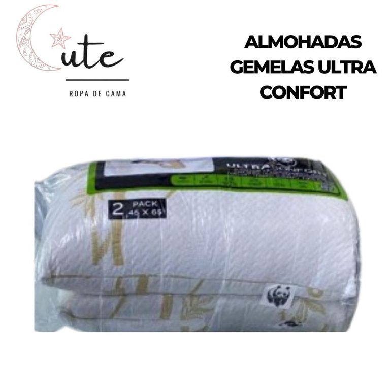 SET DE 2 ALMOHADAS GEMELAS ULTRA CONFORT 45x65cm.