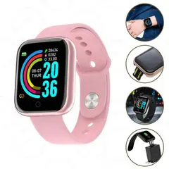 GENERICO - Smartwatch Y68-D20 - hombre y mujer - Color rosado