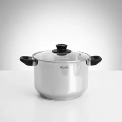RECORD - Olla Inoxidable  Record Conica Alta N18 con Tapa Vidrio