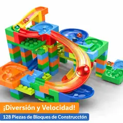GENERICO - Pista de carrera para canicas didáctica 128 Piezas juego de construcción educativo Niños 3+