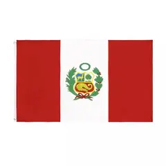 GENERICO - Bandera Del Perú 60 Cm X 90 cm Con Escudo material razo