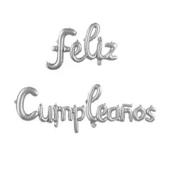 GENERICO - Globo de Letras Feliz Cumpleaños Plateado
