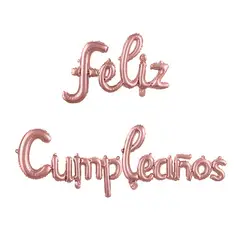 GENERICO - Globo de Letras Feliz Cumpleaños Rosado Gold 2 PIEZAS