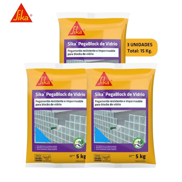 Pack Pegamento para bloques de vidrio Sika Pegablock x 5kg 3 Unidades