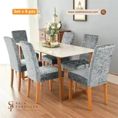 SALA FABULOSA - Funda de silla 8 piezas PLUSH IMPORTADO - Gris