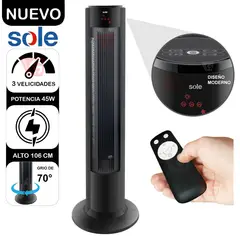 SOLE - Ventilador de Aire Tipo Torre 106cm SOLAIR018 - Negro