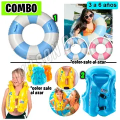 GENERICO - Combo Chaleco Salvavidas para Niño Aro Flotador piscina niños inflable