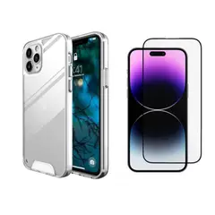 CASE - SPACE TRANSPARENTE + MICA DE VIDRIO PARA IPHONE 12 PRO