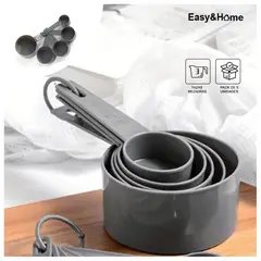 EASY AND HOME - Tazas Medidoras para Cocina Set 5 Easy&Home HYC280045 Gris