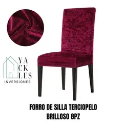 GENERICO - Forro de silla 8 piezas terciopelo brilloso - Guinda