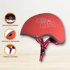 OLLIE - Casco Protector Regulable Para Niño »XS KIDS» Red