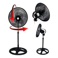 UNIVERSAL - Ventilador Orbital 360° de 5 Aspas Metalicas Malla Plastica 3 en 1 18"