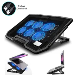 SEISA - Cooler 6 Ventiladores Gamer Enfriamiento de Laptop o Notebook