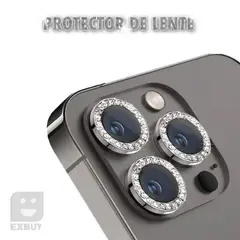 GENERICO - PROTECTOR DE CÁMARA PARA IPHONE 14 PRO MAX DIAMANTE NEGRO