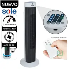 Sole - Ventilador de Aire Sole Tipo Torre Sole 76cm SOLAIR019 Blanco