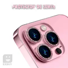 GENERICO - LENTE PROTECTOR DE CAMARA DIAMANTE ROSADO PARA IPHONE 13 MINI