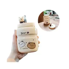 GENERICO - Vaso Tomatodo De Ceramica De 500ml Con tapa U sorbete Kawai