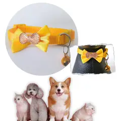 GENERICO - COLLAR PARA MASCOTAS CON MOÑO Y CASCABEL AMARILLO.