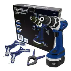 TOOLCRAFT - Taladro Atornillador TC4114 + Prensas TC5299/TC5301 x 3 Pzs