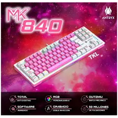 ANTRYX - TECLADO MECANICO TKL CHROME STORM MK840 PINK SWITCH BLUE