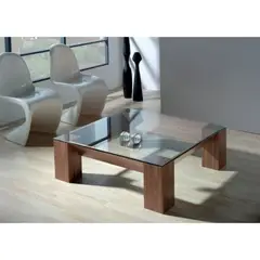 TU MESITA - Mesa de Centro Adra Melamina Marrón cVidrio