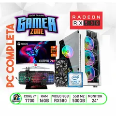 INTEL - Computadora PC GAMER Core I7 7700 + 16GB RAM + SSD 500GB + RX 580 8GB+MONITOR 24