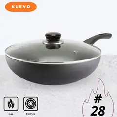 RECORD - Sartén con Tapa de vidro Wok Nº 28 -