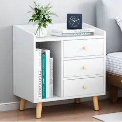 TU MESITA - Velador Contemporáneo Lola 3 cajones Blanco