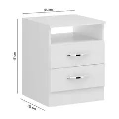 TU MESITA - Mesa de noche Dominica 2 cajones Blanco
