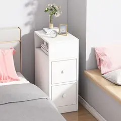 TU MESITA - Mesa de Noche Moderna Maia Blanco 2 Cajones