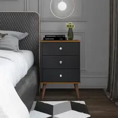 TU MESITA - Mesa de Noche clásica 3 cajones Rosalia color Negro