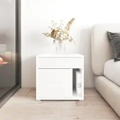 TU MESITA - Velador Práctico 1 cajón 1 puerta Salaverry color Blanco